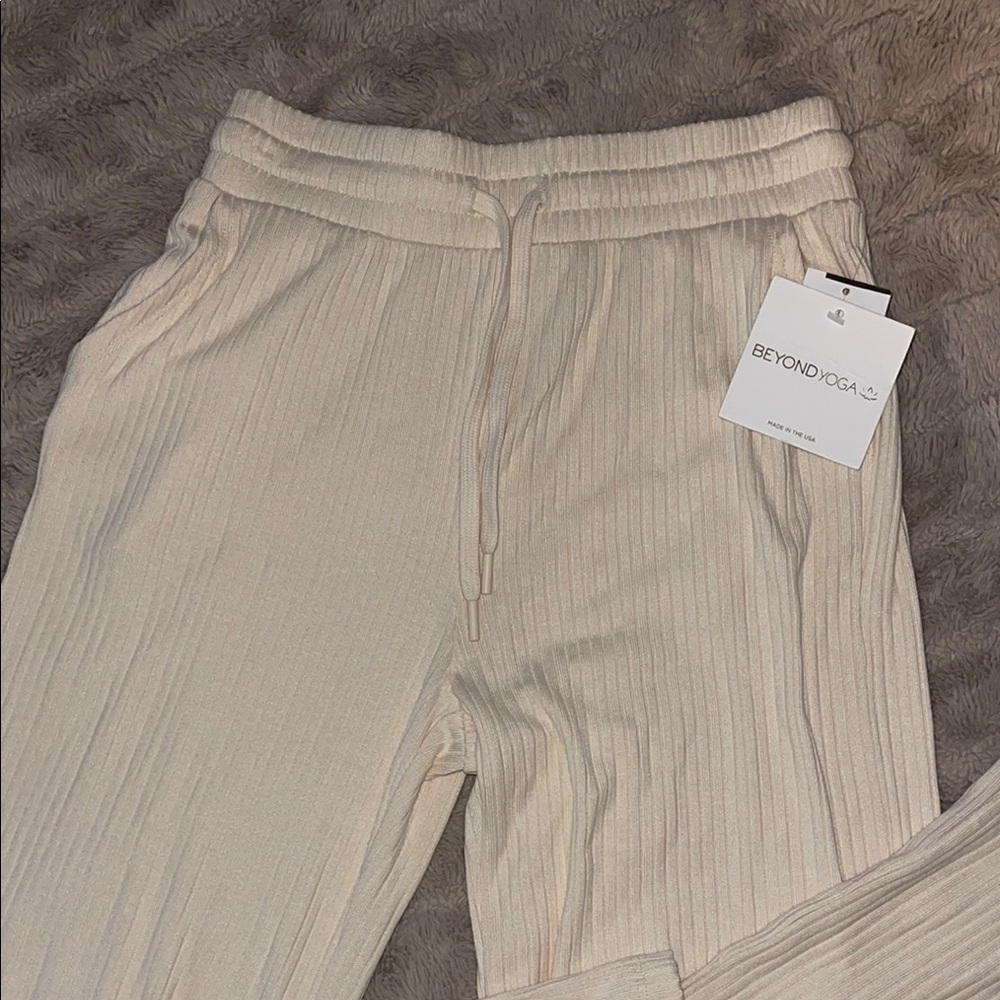 Beyond Yoga Cream Ribbed Pants